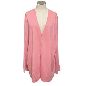 J. Jill Womens Pink Wool Blend Soft Knit Coastal Sweater Cardigan Sz XL